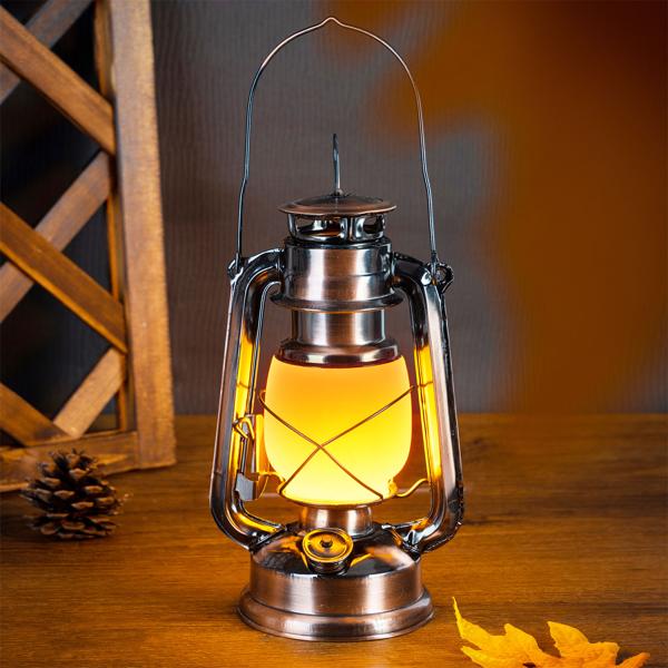 2er-Set Retro-LED-Sturmlaterne (Bronze, 25cm) mit realistischer Flammenoptik – Klassische Laterne mit modernster LED-Technik, batteriebetrieben