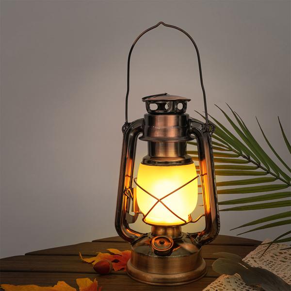 2er-Set Retro-LED-Sturmlaterne (Bronze, 25cm) mit realistischer Flammenoptik – Klassische Laterne mit modernster LED-Technik, batteriebetrieben