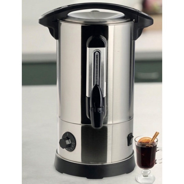 Glühweintopf 8L mit Zapfhahn, Edelstahlgehäuse: 1800W – Ein Heissgetränkeautomat für Feste, Glühwein, Kaffee & Punsch – Perfekter Genuss