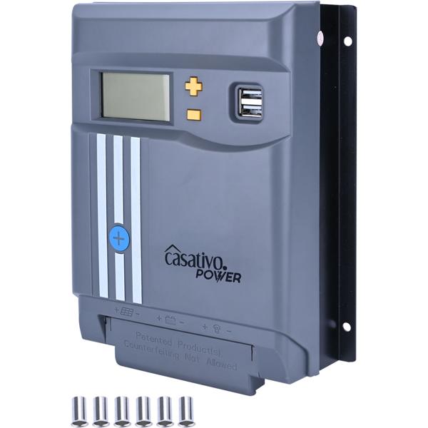 MPPT Solar-Laderegler 40A für 12V & 24V Batterien – Solarladegerät mit LCD-Display, 2 USB-Ports & vollem Überspannungsschutz