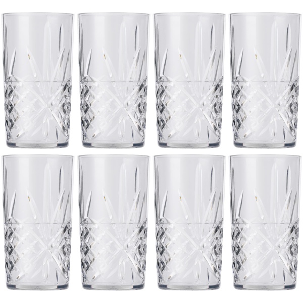 Trinkbecher Set 8 Stück aus Kunststoff, wiederverwendbare Plastikbecher robust und leicht für Party, Camping, Picknick, Kinder und unterwegs