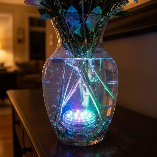Unterwasser LED-Licht RGB mit Fernbedienung, wasserdicht IP68 bis 1 m, Farbwechsel mit 4 Modi, dimmbar, inkl. 3x AAA Batterien, Dekolicht