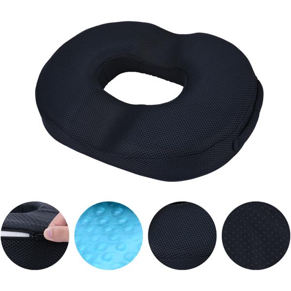 Ergonomischer Gel Sitzring aus Memory-Gel-Schaum, Komfort Sitzpolster entlastet Becken, Rücken und Steissbein, für Stuhl, Bürostuhl oder auch im Auto