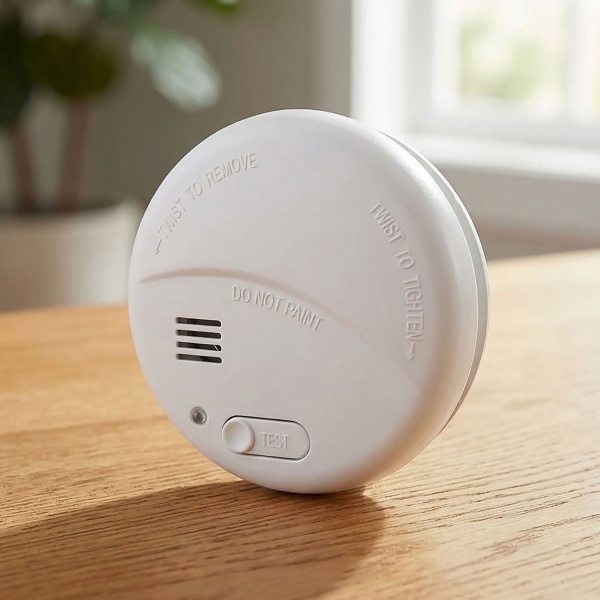 Rauchwarnmelder mit 9V-Batterie, Rauchmelder nach EN 14604, Alarm über 85 dB, Testtaste, inkl. Montagematerial, optimaler Brandschutz, weiss