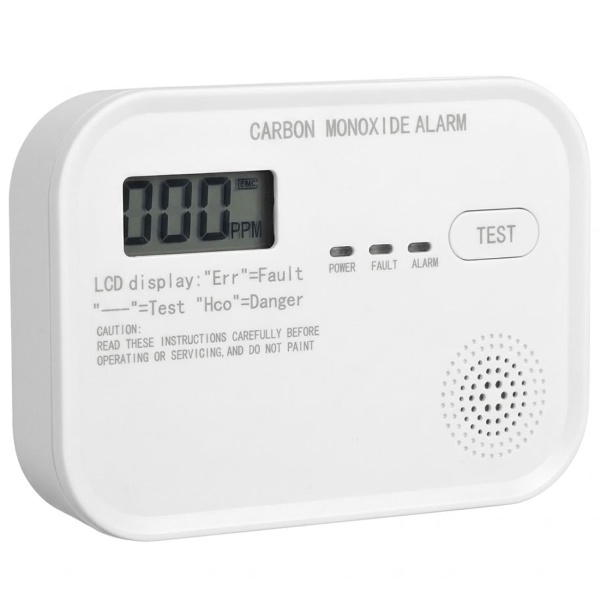 Kohlenmonoxid-Warnmelder mit LCD-Display, CO-Melder nach EN 50291-1, 85 dB Alarm, Sensor-Lebensdauer 10 Jahre, inkl. 3x AA & Wandhalterung