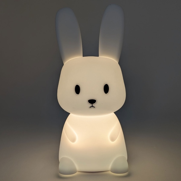  Nachtlicht Hase aus Silikon, LED Kinder-Nachtlicht wiederaufladbar mit Akku, Warmweiss und RGB-Farbwechsel, 3 h Timer, Tap-Steuerung, USB-C