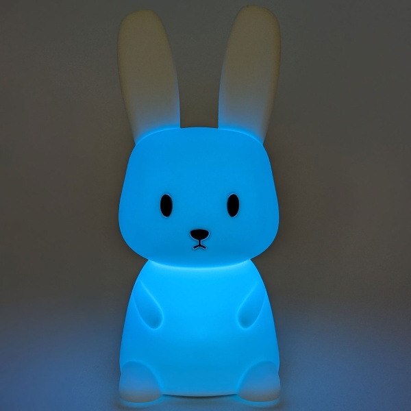  Nachtlicht Hase aus Silikon, LED Kinder-Nachtlicht wiederaufladbar mit Akku, Warmweiss und RGB-Farbwechsel, 3 h Timer, Tap-Steuerung, USB-C