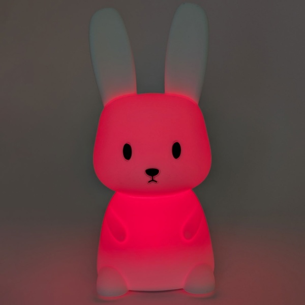  Nachtlicht Hase aus Silikon, LED Kinder-Nachtlicht wiederaufladbar mit Akku, Warmweiss und RGB-Farbwechsel, 3 h Timer, Tap-Steuerung, USB-C