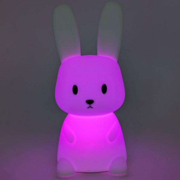  Nachtlicht Hase aus Silikon, LED Kinder-Nachtlicht wiederaufladbar mit Akku, Warmweiss und RGB-Farbwechsel, 3 h Timer, Tap-Steuerung, USB-C