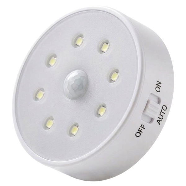 LED-Nachtlicht mit Bewegungsmelder & Helligkeitssensor, 3m Reichweite, 120°, 8 LEDs 1 W, Ein/Auto/Aus, batteriebetrieben inkl. 3x AAA