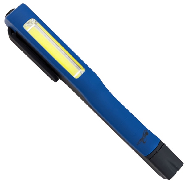 Stift-Taschenlampe mit COB-LED 200 Lumen, drehbarer Magnetclip und Trageschlaufe, handliches Taschenformat, inkl. 3x AAA