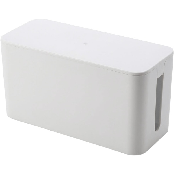 Kabelmanagement Box L für 6-fach Steckdosenleisten, Kabelbox zum Verstecken von Steckdosenleiste und Netzteilen, weiss, kompakt