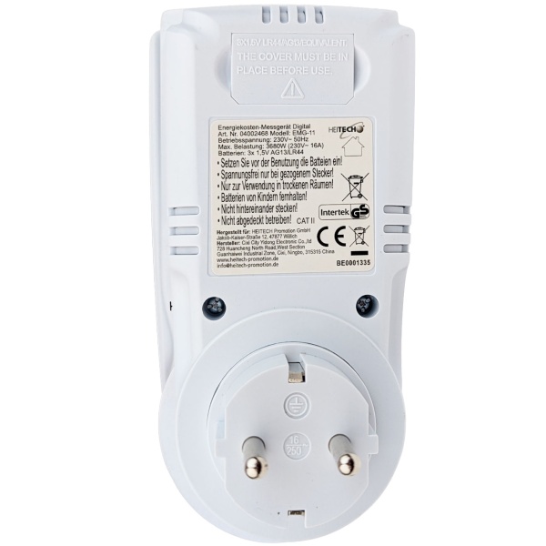 Energiekosten-Messgerät Digital: Strommessgerät mit beleuchtetem LCD, Tag-/Nachttarif, misst Leistung, Spannung, Strom, Frequenz & Leistungsfaktor