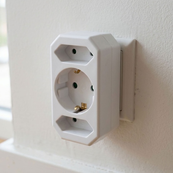 Steckdosenadapter 3-fach mit 1 Schuko- und 2 Euro-Steckdosen: Mehrfachstecker, 250 V, 16 A / 2 x 2,5 A, max. 3500 W, weiss