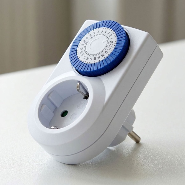 Mini Zeitschaltuhr mechanisch mit manuellem Ein-/Ausschalter, 24-Stunden-Programm, 30-Minuten-Raster, max. 3500 W, Analoge Zeitschaltuhr, weiss