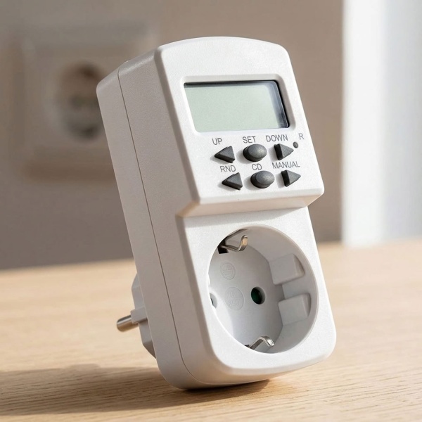 Digitale Wochen-Zeitschaltuhr Mini mit 10 Schaltprogrammen, Countdown- und Zufallsfunktion, 12/24-Stunden-Anzeige, Akku, max. 1800 W