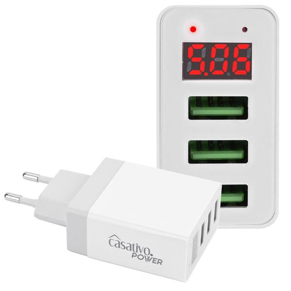 Effizientes Multi-Port USB Ladegerät mit 3 USB-A Ports & LED-Display, je 5 V/2,4 A, 3 Geräte gleichzeitig, für iPhone, Airpods, Samsung, Android, etc