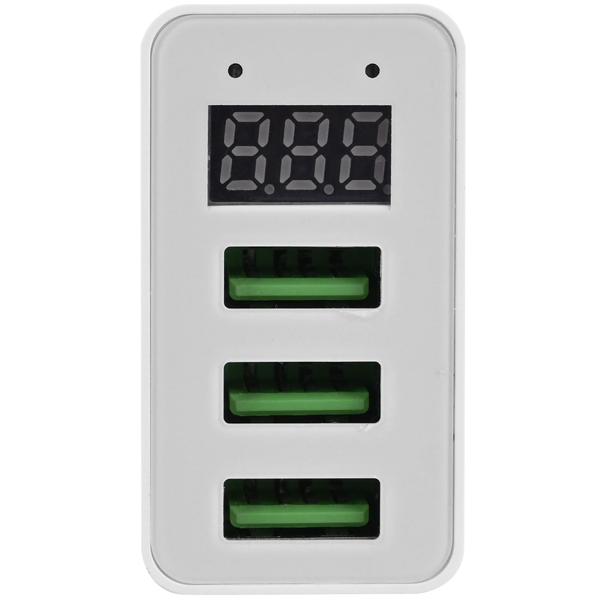 Effizientes Multi-Port USB Ladegerät mit 3 USB-A Ports & LED-Display, je 5 V/2,4 A, 3 Geräte gleichzeitig, für iPhone, Airpods, Samsung, Android, etc