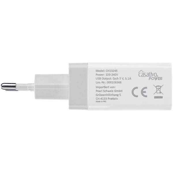 2er-Set Multi-Port USB Ladegerät mit 3 USB-A Ports & LED-Display, je 5 V/2,4 A, 3 Geräte gleichzeitig, für iPhone, Airpods, Samsung, Android, etc