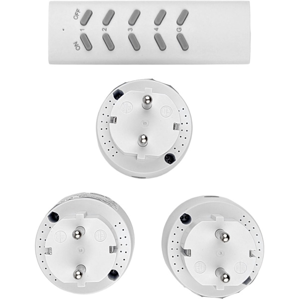 Funksteckdosen-Set 4-teilig, ferngesteuerte Netzsteckdosen mit manuellem Schalter und LED, 4-Kanal-Handsender 433,92 MHz, 3680 W