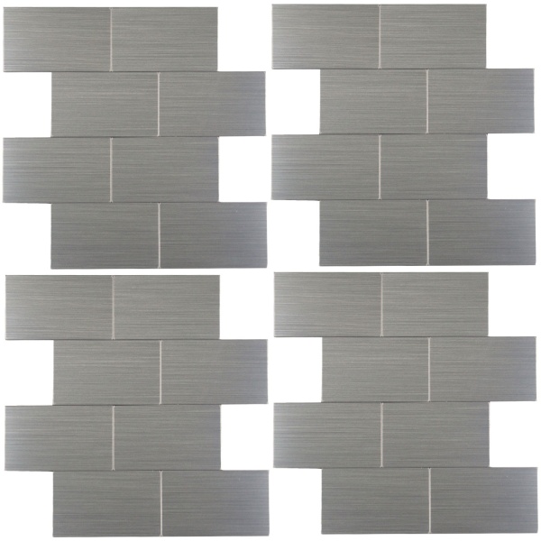 Fliesenaufkleber Selbstklebend, Chrome - 4 Stück, 25x25 cm SPC Wandfliesen Wasserfest - Fliesen Küche Bad Wand