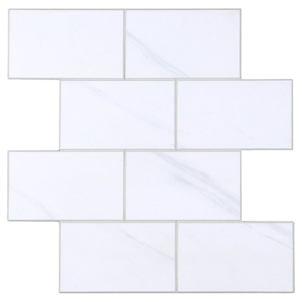 Fliesenaufkleber Selbstklebend, Weiss - 4 Stück, 25x25 cm SPC Wandfliesen Wasserfest - Fliesen Küche Bad Wand