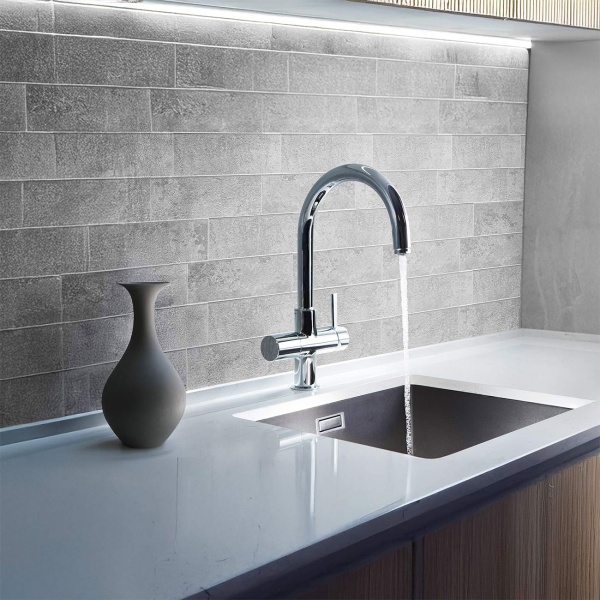 Fliesenaufkleber Selbstklebend, stein-grau - 4 Stück, 25x25 cm SPC Wandfliesen Wasserfest - Fliesen Küche Bad Wand