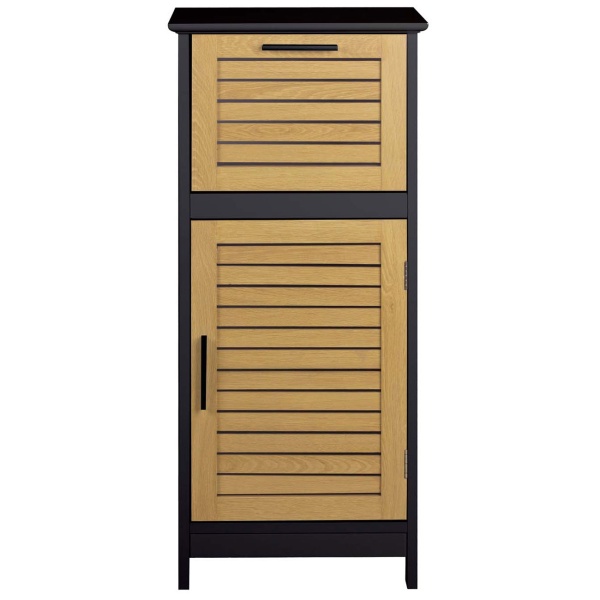 Eleganter Badschrank Schwarz & Holz-Optik 83x36.5x30 cm – Moderner Badezimmerschrank & Hochschrank für Bad, Gäste-WC & Wellness-Oase
