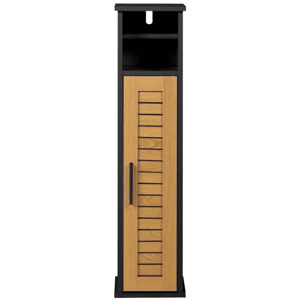 Toilettenpapier Schrank 75x18x18 cm aus MDF in Schwarz: Schmaler Badschrank & WC Papier Halter stehend für die Nische zur Aufbewahrung