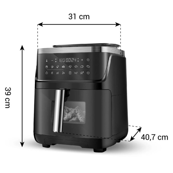 Dampf-Heissluftfritteuse mit 7-Liter-Behälter, 3-in-1 Multifunktionsgerät für Heissluftgaren, Dampfgaren & Kombigaren mit Selbstreinigung