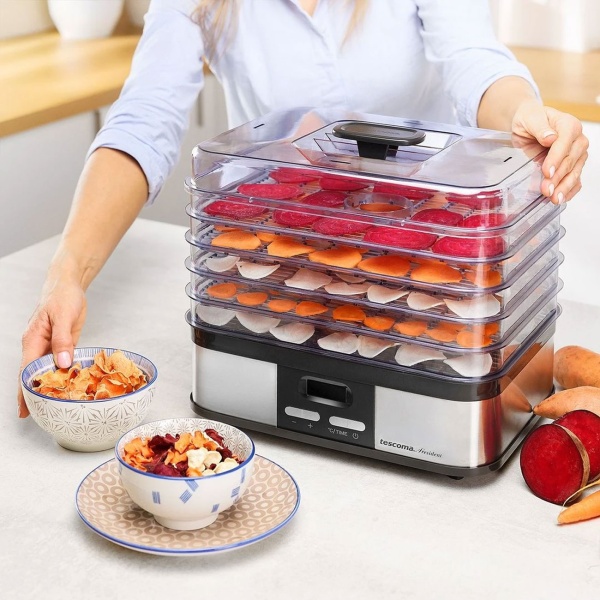 Profi Dörrautomat mit 5 Ebenen & 3500 cm² Trocknungsfläche, Leises Dörrgerät 40-70°C, Dehydrator mit 1-48h Timer für Obst & Beef Jerky, inkl. Rezepten