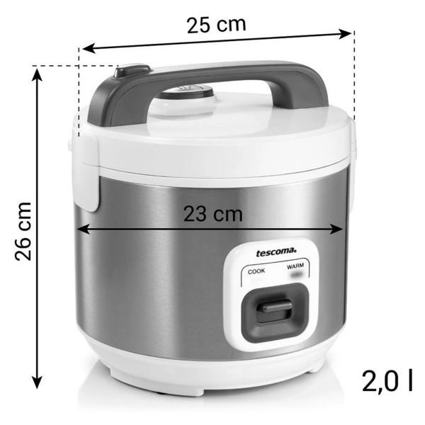 Profi Reiskocher 2 Liter mit Warmhaltefunktion & Dampfschale Einsatz - Kompakter Dampfgarer für Reis, Gemüse, Fisch & Fleisch