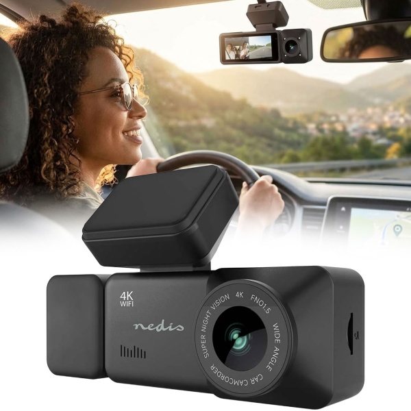 Dashcam 4K mit Innenraumkamera und GPS, Dual Autokamera vorne und innen mit 3,16 Zoll Display, WLAN, Nachtsicht, Parkmodus, Loop-Aufnahme, schwarz