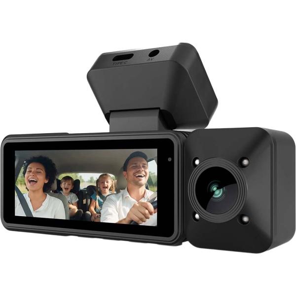 Dashcam 4K mit Innenraumkamera und GPS, Dual Autokamera vorne und innen mit 3,16 Zoll Display, WLAN, Nachtsicht, Parkmodus, Loop-Aufnahme, schwarz