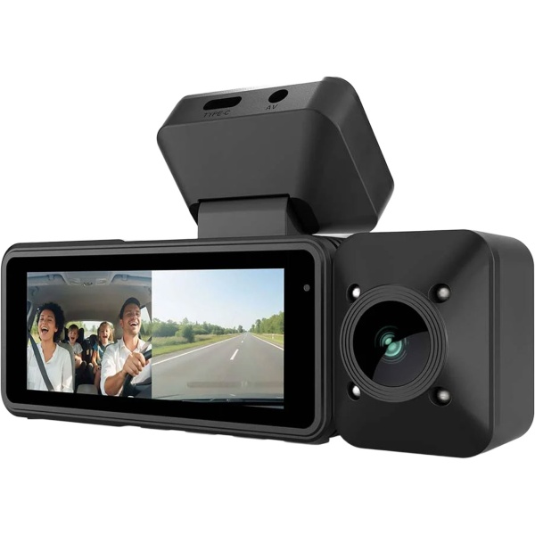Dashcam 4K mit Innenraumkamera und GPS, Dual Autokamera vorne und innen mit 3,16 Zoll Display, WLAN, Nachtsicht, Parkmodus, Loop-Aufnahme, schwarz