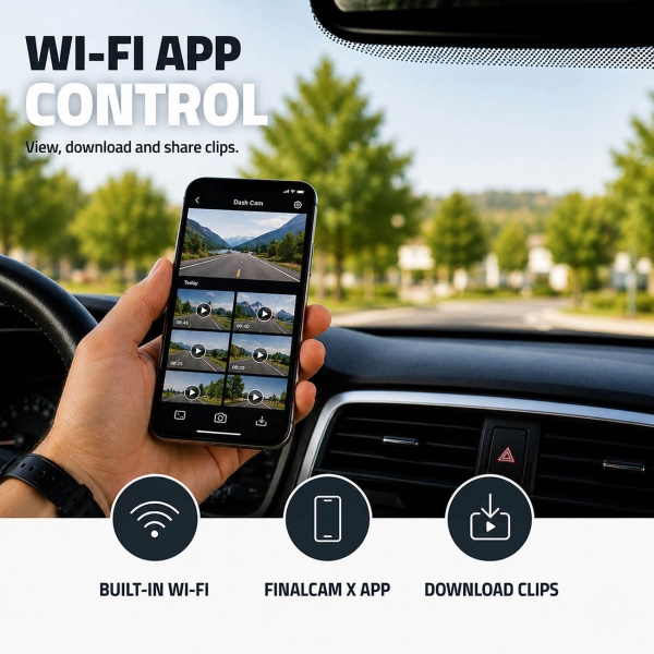 Dashcam 4K mit GPS und WLAN, kompakte Autokamera ohne Display mit 140° Weitwinkel, Nachtsicht, Parkmodus, Loop-Aufnahme und App-Steuerung, schwarz