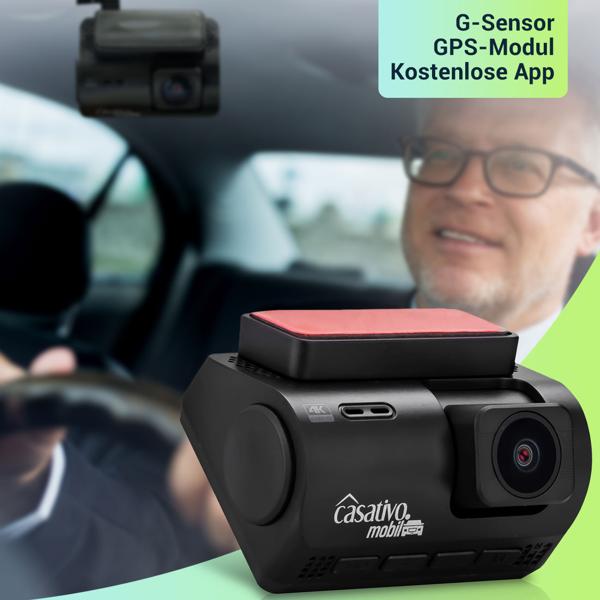 Dashcam 4K-UHD KFZ mit GPS, Autokamera -  Nachtsicht in Farbe, Sony Farbsensor, G-Sensor, WDR Wide Dynamic Range, WLAN & App, FarbDisplay, 140°