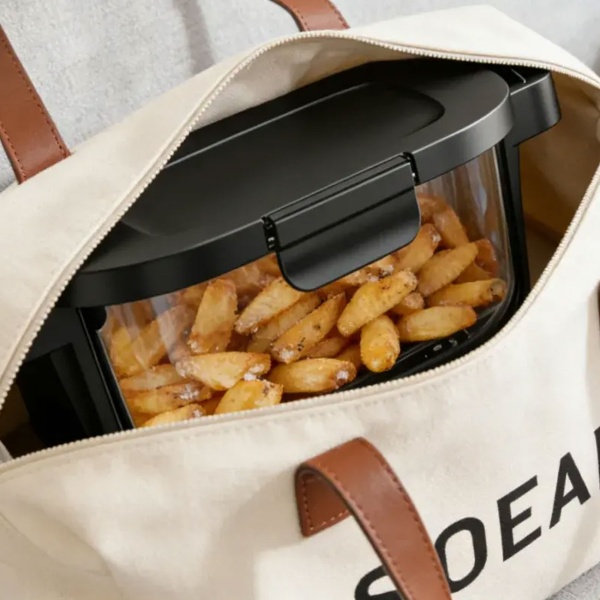 Heissluftfritteuse mit 2 Glasbehältern 1,5 L & 4 L, 1500 W, Luftfritteuse ohne Öl mit voller Sicht, 80–200 °C, 60 Min. Timer, Cool-Touch, Schwarz
