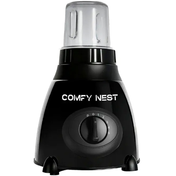 Glas-Standmixer mit Mahlwerk, 800 W, Mixbecher 1,5 L & Mahlbecher 0,4 L, 5 Geschwindigkeiten, Pulsfunktion, Eiscrusher, Edelstahlgehäuse, Schwarz