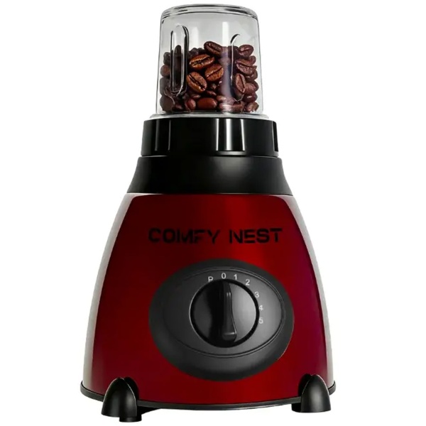 2-in-1 Standmixer mit Glasbehälter 1,5 L und Mühle 0,4 L, 800 W, 5 Stufen & Pulsfunktion, Eis crushen, Gewürz- & Kaffeemühle, Edelstahl, Rot