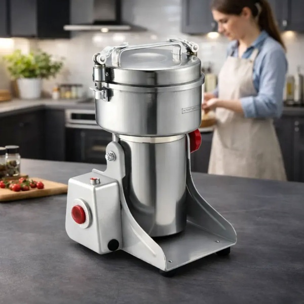 Getreidemühle elektrisch 2000 W, 800 g, Edelstahl, Mahlgrad 50-300 Mesh einstellbar, Gewürzmühle für Mehl, Kräuter & Getreide