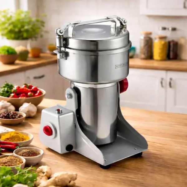 Getreidemühle elektrisch 2000 W, 800 g, Edelstahl, Mahlgrad 50-300 Mesh einstellbar, Gewürzmühle für Mehl, Kräuter & Getreide