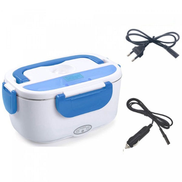 Elektrische Lunchbox 1,5 L mit 2 Fächern & Edelstahleinsatz, 3-in-1 für Steckdose, Auto 12 V & LKW 24 V, Speisewärmer tragbar mit Tasche