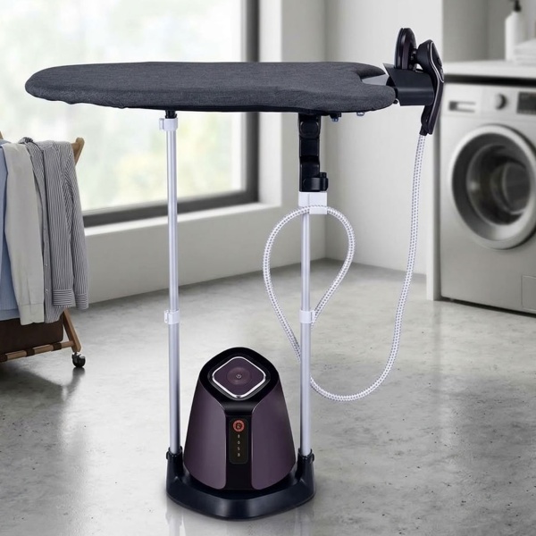 Dampfglätter mit flexibler Bügelstation 2500 W, drehbares Bügelbrett, Teleskopstange, 1,2 L Wassertank, Keramiksohle, 7 Temperaturstufen, 3 Dampfstufen
