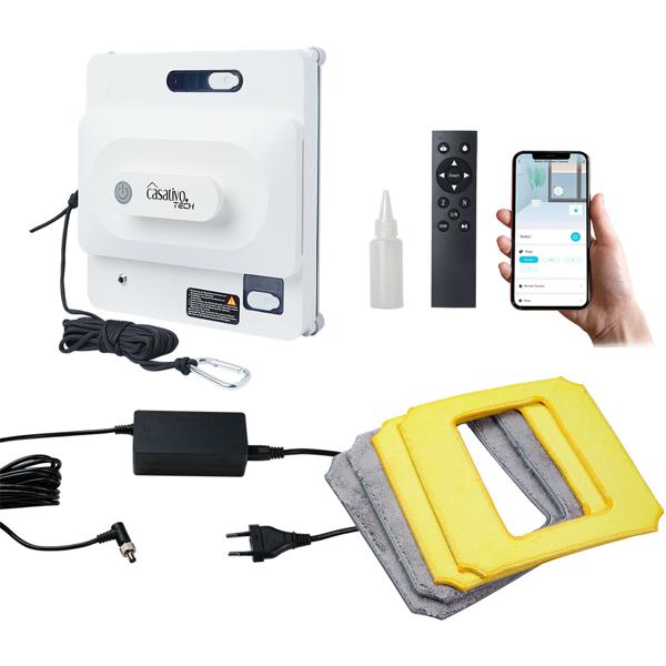 Smarter Fensterputz-Roboter mit App & Fernbedienung – Automatischer Fensterreiniger für streifenfreie Sauberkeit, rahmenlose Fenster, inkl. 4 Pads