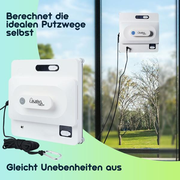 Smarter Fensterputz-Roboter mit App & Fernbedienung – Automatischer Fensterreiniger für streifenfreie Sauberkeit, rahmenlose Fenster, inkl. 4 Pads
