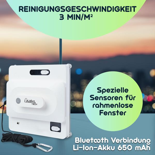 Smarter Fensterputz-Roboter mit App & Fernbedienung – Automatischer Fensterreiniger für streifenfreie Sauberkeit, rahmenlose Fenster, inkl. 4 Pads