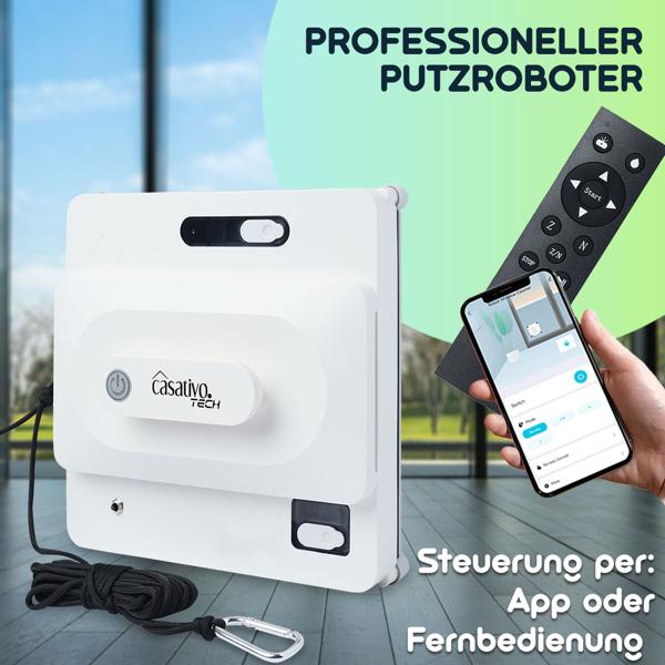 Smarter Fensterputz-Roboter mit App & Fernbedienung – Automatischer Fensterreiniger für streifenfreie Sauberkeit, rahmenlose Fenster, inkl. 4 Pads
