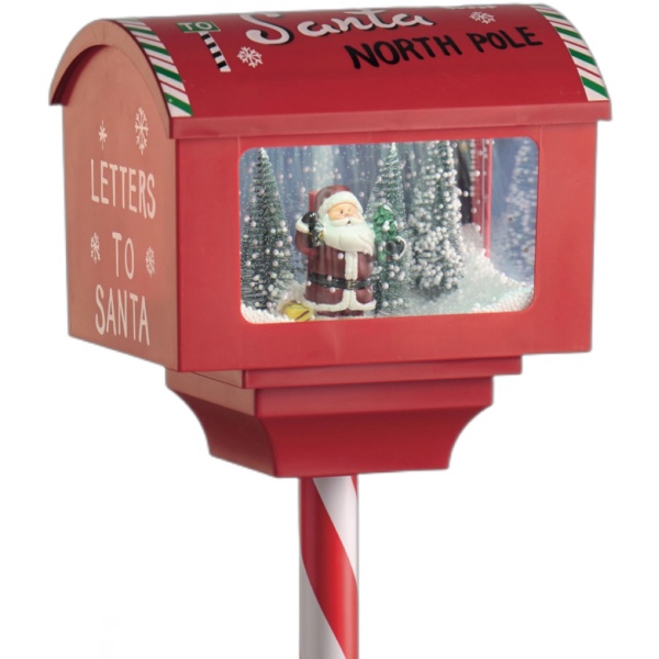 Wunderschöner Deko LED Briefkasten: 150 cm mit Schnee, Musik & Licht für Innen - Magische Weihnachtsdeko, Batterie & USB-C