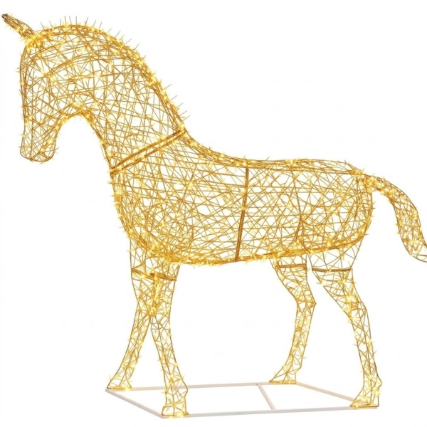 LED Metall Deko Pferd warmweiss: grosse LED Einhorn Figur mit Timer für Gartendekoration, Weihnachtsdeko & Events, IP44, 220cm